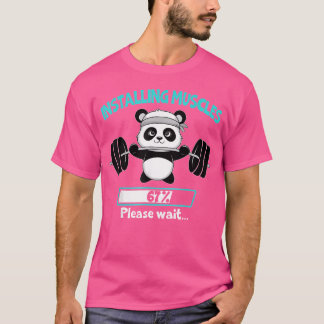Funny installiert Muscle Panda Weight Lifting Barb T-Shirt