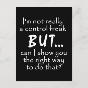 FUNNY INSULTS KONTROLLE FREAK QUOTES STELLUNGNAHME POSTKARTE