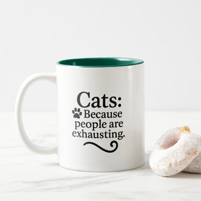 Funny Introvert Cat Lover Zweifarbige Tasse (Mit Donut)