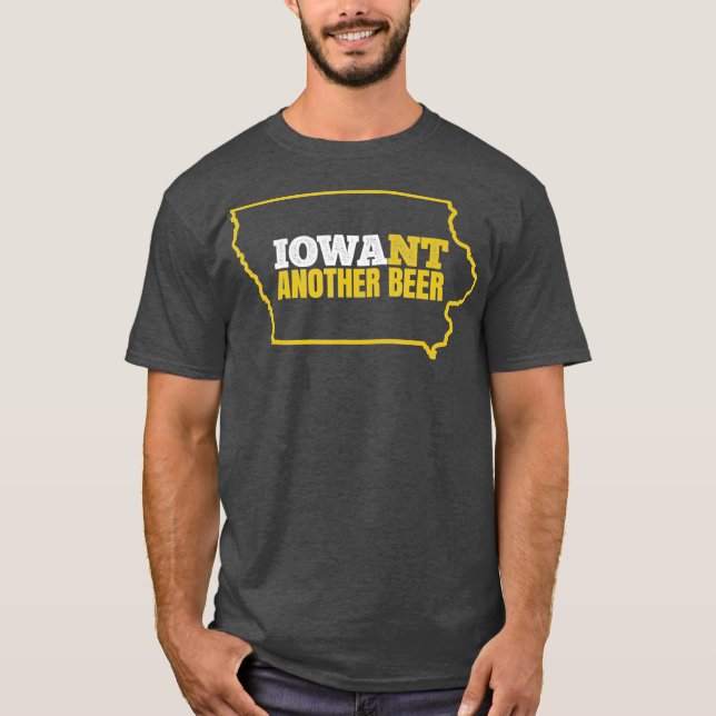 Funny Iowa Beer Distressed Iowa Staat Karte T-Shirt (Vorderseite)