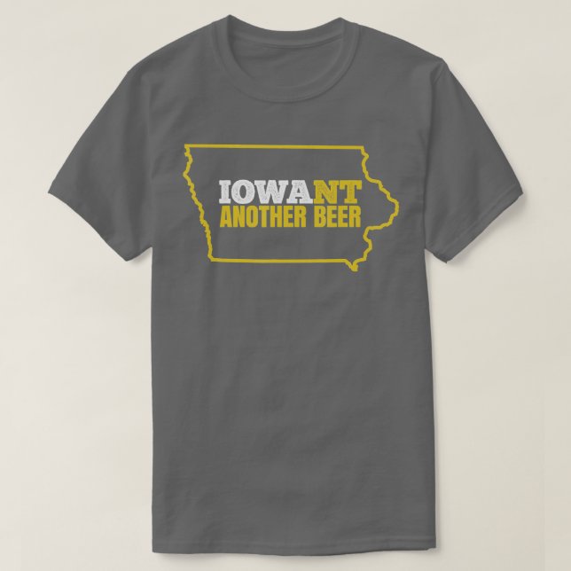 Funny Iowa Beer ShirtDistressed Iowa Staat Karte T T-Shirt (Design vorne)