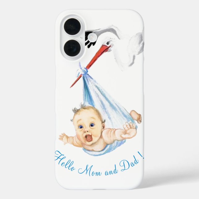 Funny iPhone Case mit Stork Carry Baby (Rückseite)