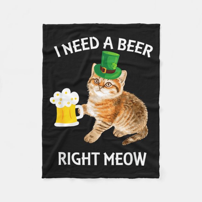 Funny Irish Beer Cat St Patricks Day Drinking With Fleecedecke (Vorderseite)
