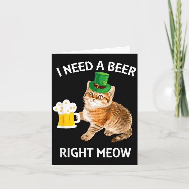 Funny Irish Beer Cat St Patricks Day Drinking With Karte (Vorderseite)