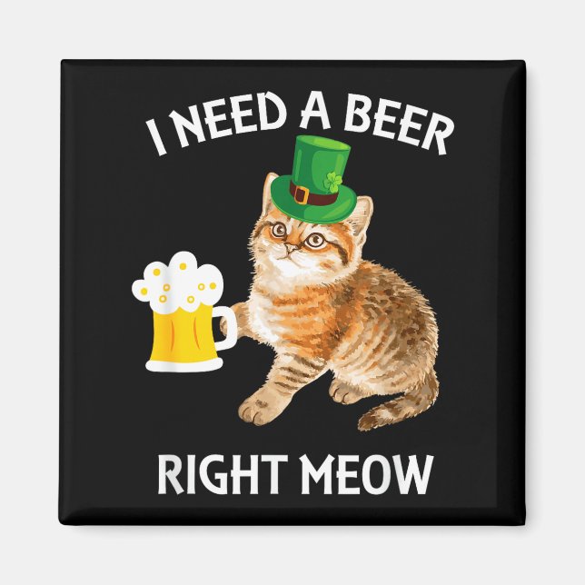 Funny Irish Beer Cat St Patricks Day Drinking With Magnet (Vorne)