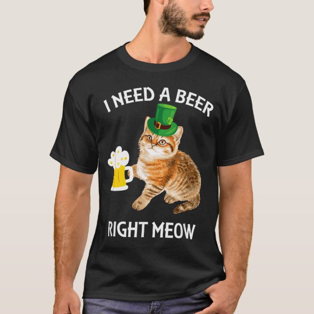 Funny Irish Beer Cat St Patricks Day Drinking With T-Shirt (Vorderseite)