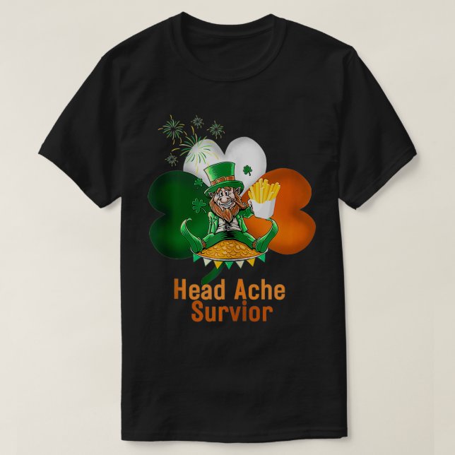 Funny Irish Drink Head Ache Survivor Chips T-Shirt (Design vorne)