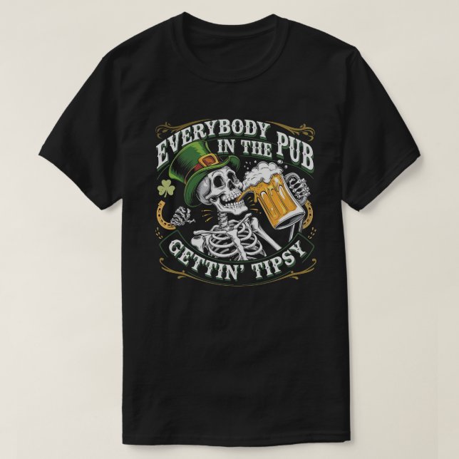 Funny Irish Drinking T-Shirt St Patrick's Day Skel (Design vorne)