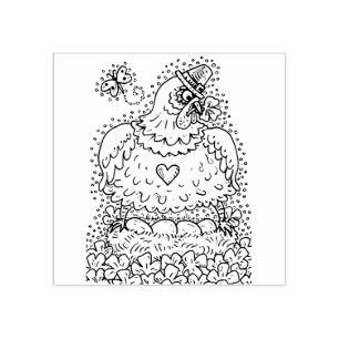 FUNNY IRISH HEN, EIER UND KLEEBLÄTTER NIEDLICH CHI GUMMISTEMPEL