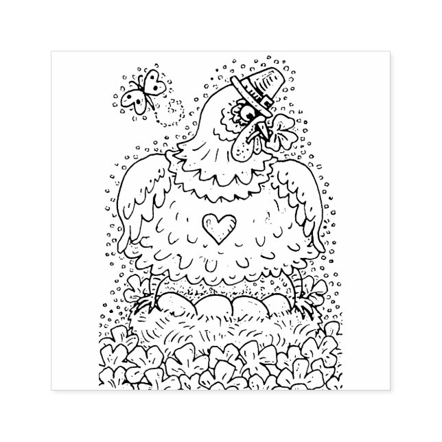 FUNNY IRISH HEN, EIER UND KLEEBLÄTTER NIEDLICH CHI GUMMISTEMPEL (Prägung)