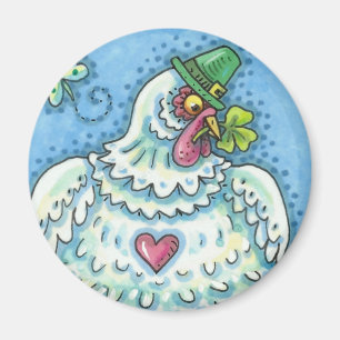FUNNY IRISH HEN, GRÜNE EIER UND KLEEBLÄTTER NIEDLI MAGNET