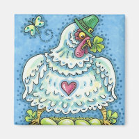 FUNNY IRISH HEN, GRÜNE EIER UND KLEEBLÄTTER NIEDLI