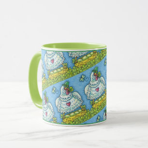 FUNNY IRISH HEN, GRÜNE EIER UND KLEEBLÄTTER NIEDLI TASSE