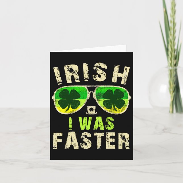 Funny Irish I war schneller Runner St Patricks Day Karte (Vorderseite)