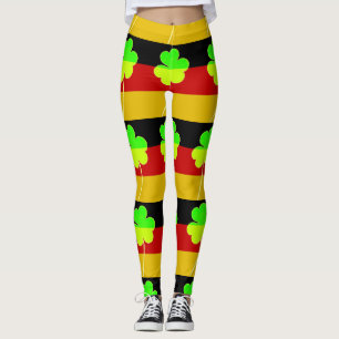 Funny Irish Kleeblatt German Flag St. Patrick Leggings