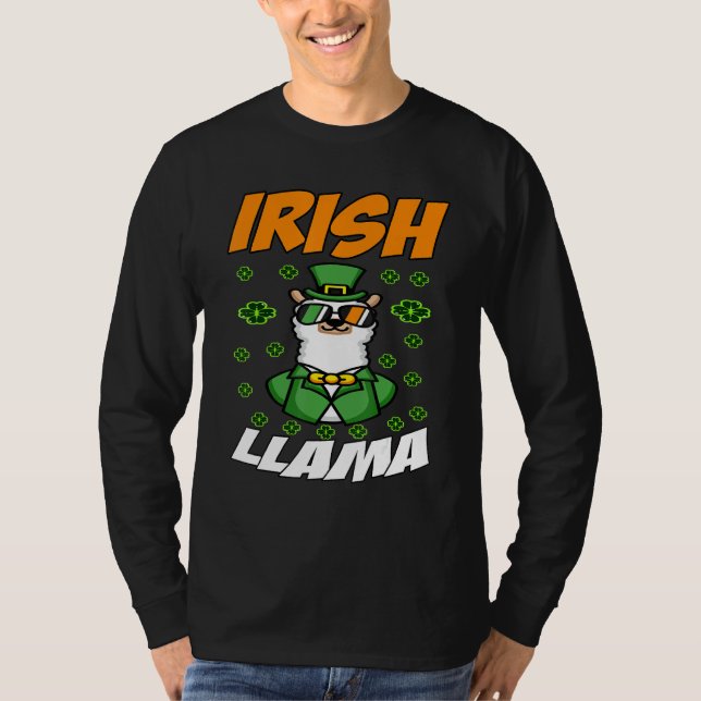 Funny Irish Llama Alpaca Face Niedlich St Patrick  T-Shirt (Vorderseite)