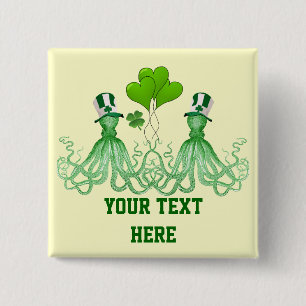 Funny Irish octopi St Patrick's Day Button