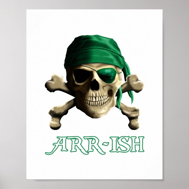 Funny Irish Piratenflagge Pirate Skull ARR-ISH Poster (Vorne)