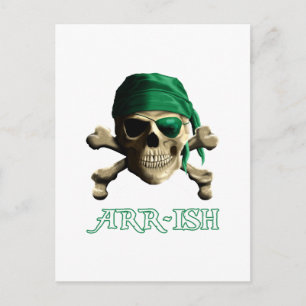 Funny Irish Piratenflagge Pirate Skull ARR-ISH Postkarte