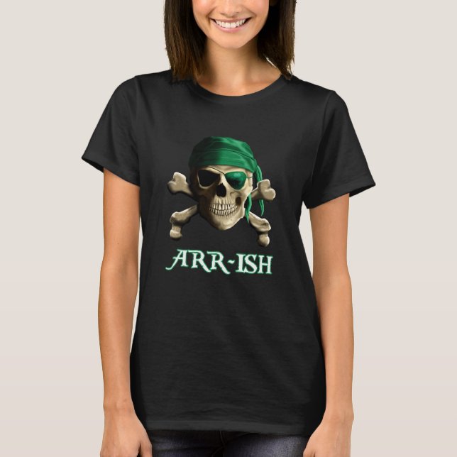 Funny Irish Piratenflagge Pirate Skull ARR-ISH T-Shirt (Vorderseite)
