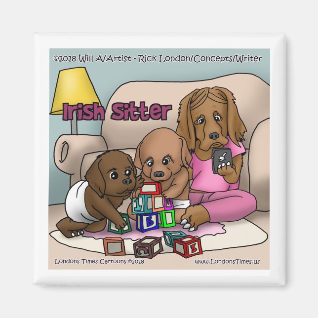 Funny Irish Setter Babysitter Magnet (Vorne)