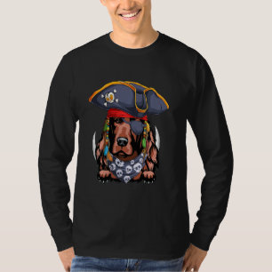 Funny Irish Setter Hund in Piratenhut mit zwei Sch T-Shirt