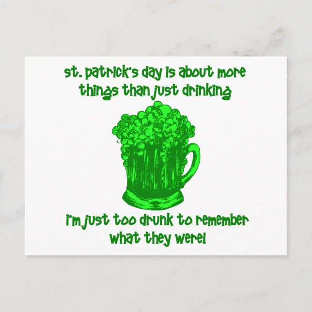 Funny Irish St Patricks Drinks Postkarte (Vorderseite)