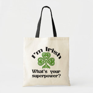 Funny Irish Superpower Kleeblatt Tragetasche