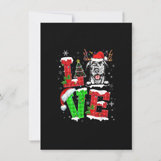 Funny Irish Wolfhound Dog Tree Weihnachtsbeleuchtu Einladung (Vorderseite)