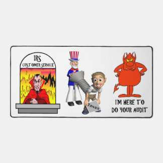Funny IRS Joke Taxday Spaß Humors Devil Audit Schreibtischunterlage
