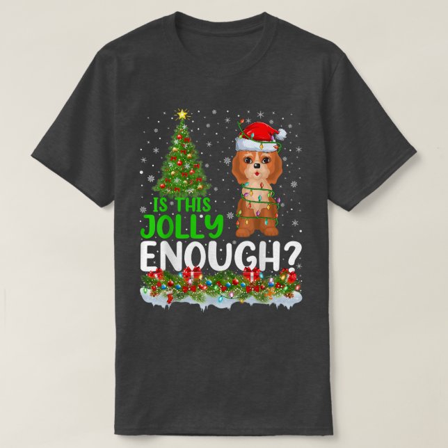Funny Is This Jolly Enough Santa Cockapoo Dog Chri T-Shirt (Design vorne)