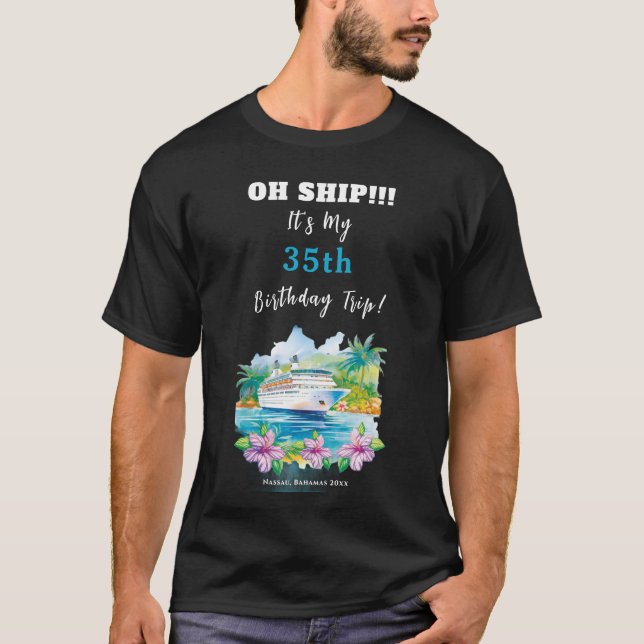 Funny Island Beach Birthday Cruise Ship T-Shirt (Vorderseite)
