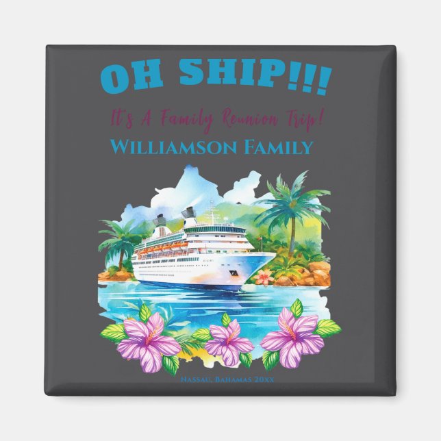 Funny Island Cruise Ship Family Reunion  Magnet (Vorne)