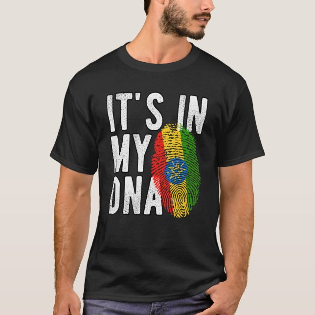 Funny ist es in meiner DNA Ethiopia-Flagge Fingerp T-Shirt (Vorderseite)