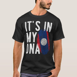 Funny ist es in meiner DNA Laos Flag Fingerprint T-Shirt