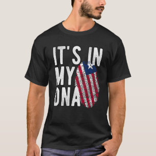 Funny ist es in meiner DNA Liberia-Flagge Fingerpr T-Shirt