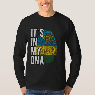Funny ist es in meiner DNA Rwanda Fahne Fingerprin T-Shirt