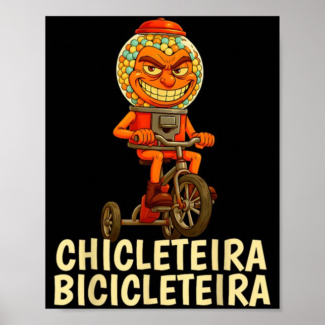 Funny Italian Brainrot Kids Meme Chicleteira Bicic Poster (Vorne)