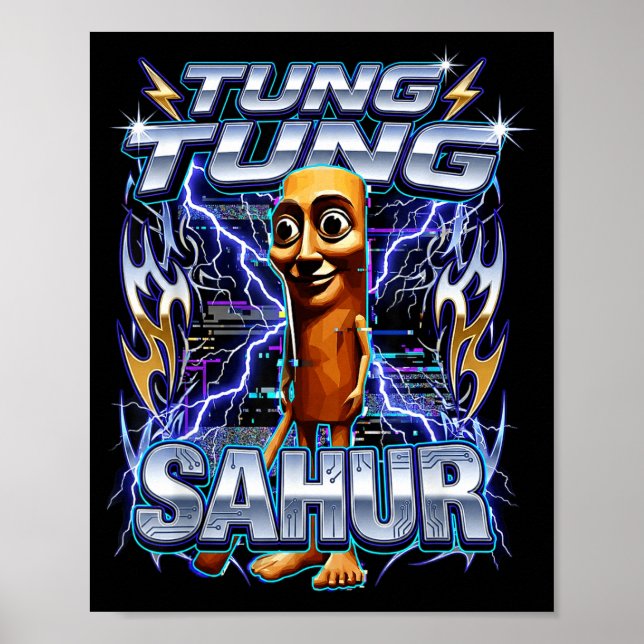 Funny Italian Brainrot Tung Tung Tung Sahur  Poster (Vorne)