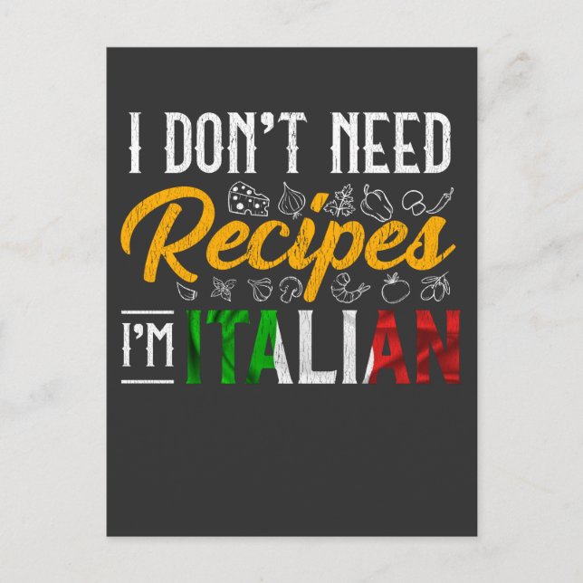 Funny Italian Cook Geschenk Küche Spaß Postkarte (Vorderseite)