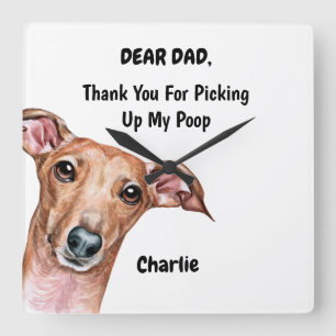 Funny Italian Greyhound Dad Watercolor Canine Art Quadratische Wanduhr