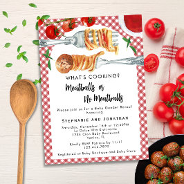 Funny Italian Pasta Meatballs Gender Reveal Party Einladung