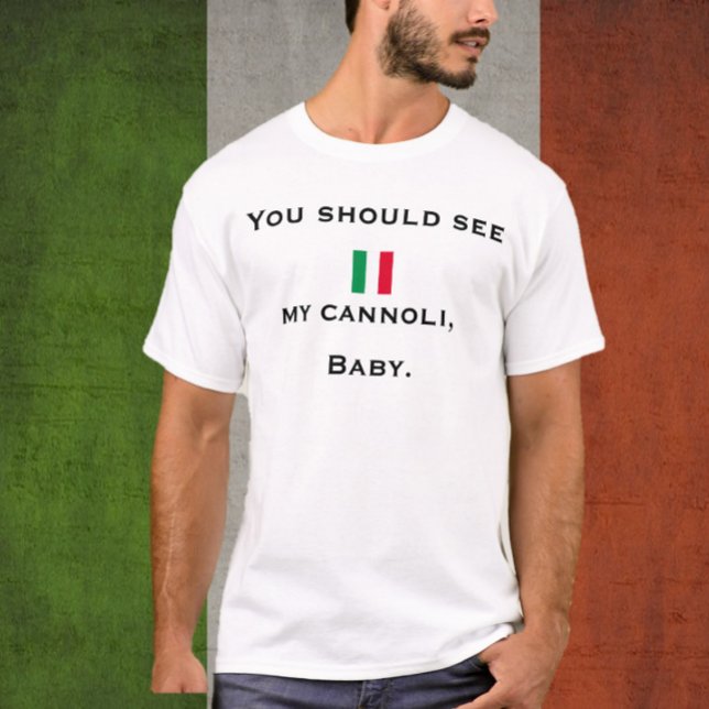 Funny Italienische Flagge, die du meine Cannoli se T-Shirt (Bookmark my store! https://www.zazzle.com/store/capricepetit)