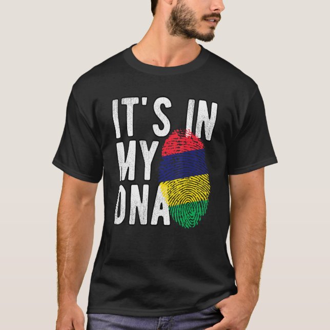 Funny it's in my DNA Mauritius flag Fingerprint T-Shirt (Vorderseite)