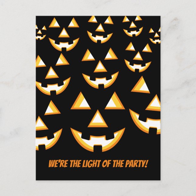 Funny Jack-O'-Lantern Licht des Party Postkarte (Vorderseite)