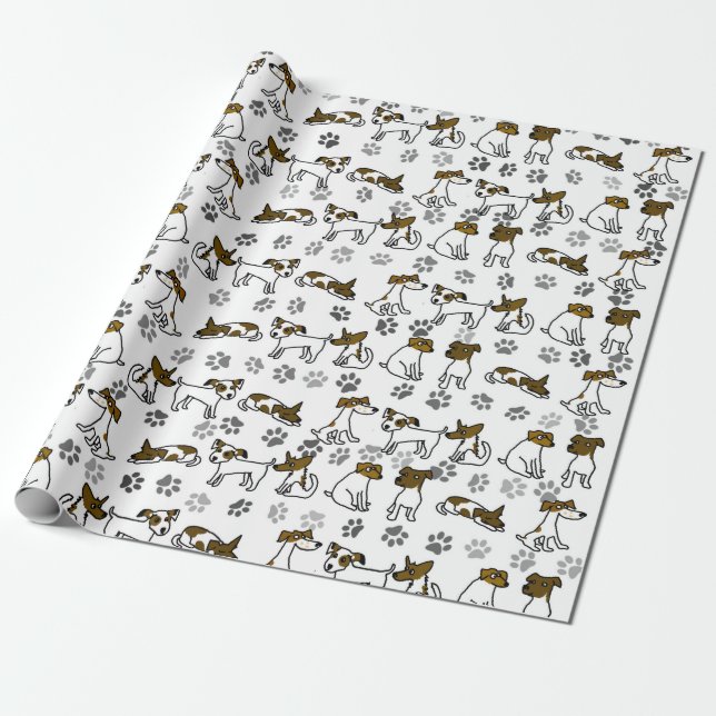 Funny Jack Russell Terrier Cartoon Geschenkpapier (Ungerollt)