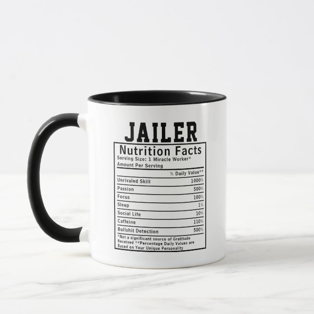 Funny Jailer Nutrition Facts Prison Staff Gift Tasse (Links)