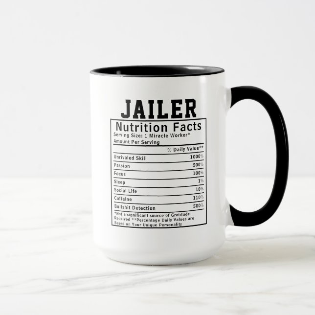 Funny Jailer Nutrition Facts Prison Staff Gift Tasse (Rechts)
