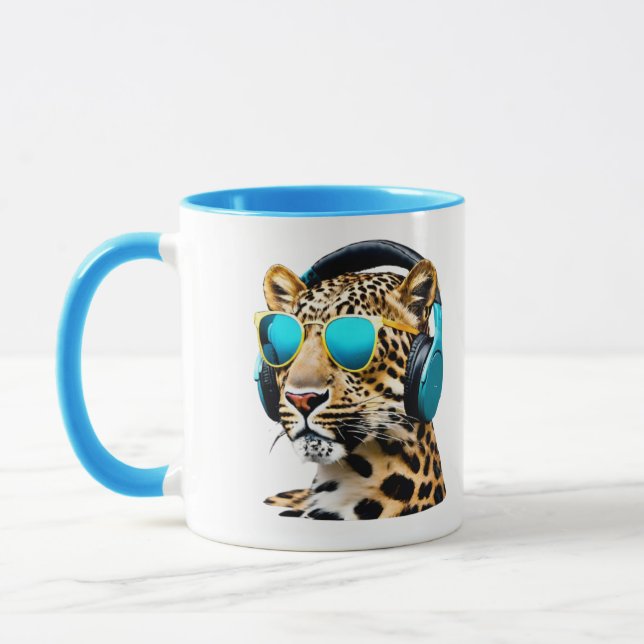 Funny Jammin' Leopard Coffee Mug Tasse (Links)