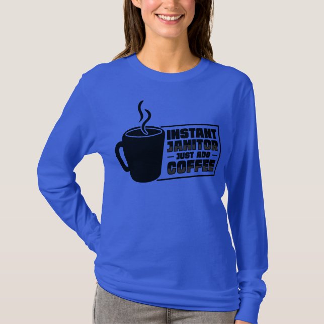 Funny Janitor Cleaning Custodian Coffee Lover  T-Shirt (Vorderseite)